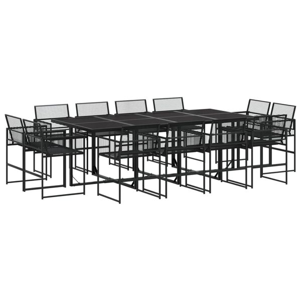 vidaXL Set da Pranzo da Giardino 13pz Nero in Polyrattan