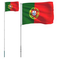 vidaXL Asta e Bandiera Portogallo 5,55 m Alluminio