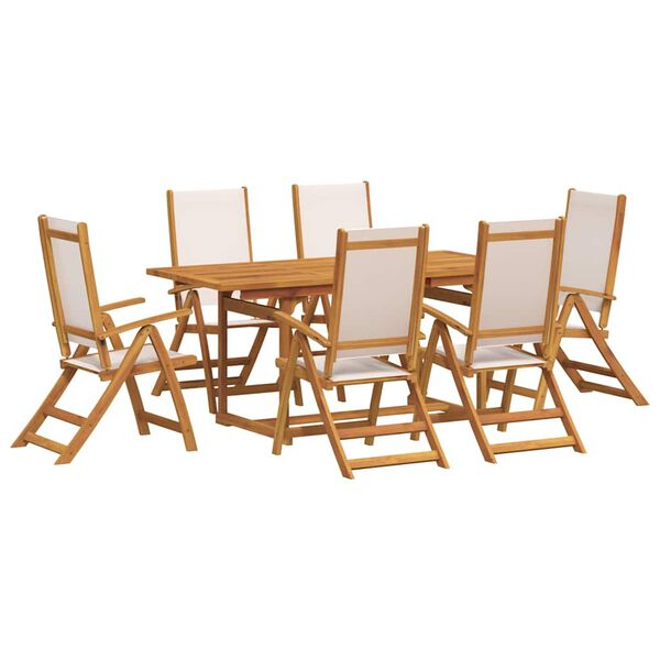 vidaXL Set Pranzo da Giardino 7pz Legno Massello di Acacia e Textilene