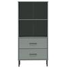 vidaXL Libreria 2 Cassetti Grigio 60x35x128,5 cm Legno Massello OSLO