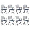 vidaXL Sedie da Giardino Pieghevoli 8 pz con Cuscini Massello Acacia