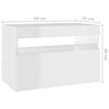 vidaXL Comodino con Luci LED Bianco Lucido 60x35x40 cm