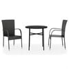 vidaXL Set Mobili da Pranzo per Giardino 3 pz Polyrattan Nero