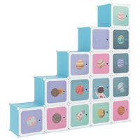 vidaXL Scaffale Portaoggetti per Bambini con 15 Cubi Blu in PP