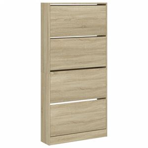 vidaXL Scarpiera 4 Cassetti Ribaltabili Rovere Sonoma 80x21x163,5 cm