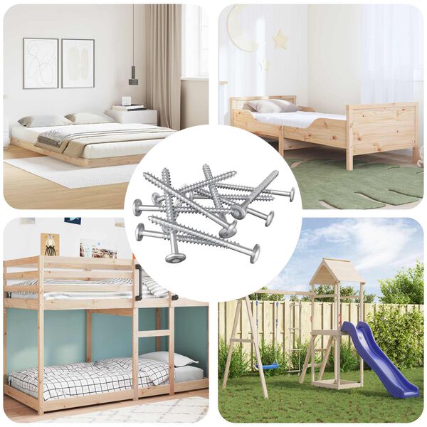 vidaXL Viti in Legno 12 pcs Argento M6 x 70 mm Acciaio