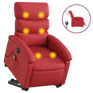 vidaXL Poltrona Alzapersona Reclinabile Elettrica Rossa in Similpelle