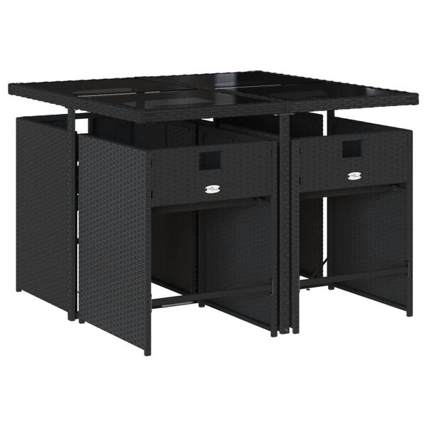 vidaXL Set da Pranzo da Giardino 5 pz Nero con Cuscini in Polyrattan