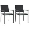 vidaXL Sedie da Giardino con Cuscini 2pz Nere 54x62,5x89 cm Polyrattan