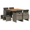 vidaXL Set da Pranzo da Giardino 9 pz con Cuscini in Polyrattan Grigio