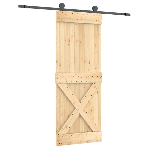 vidaXL Porta Scorrevole con Set Hardware 80x210 cm Legno Massello Pino