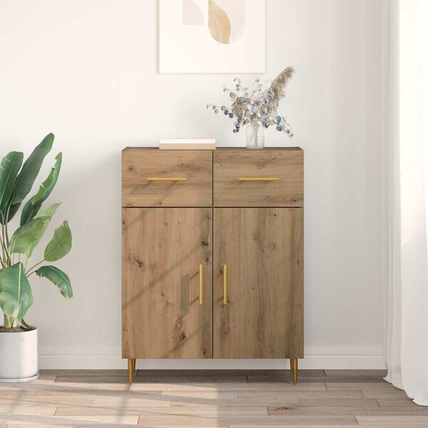 vidaXL Credenza Rovere artigianale 69,5 x 34 x 90 cm Legno multistrato