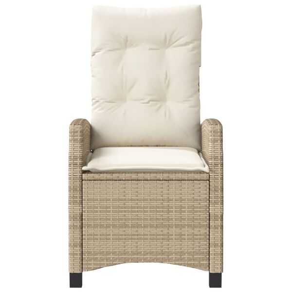vidaXL Sedia Reclinabile da Giardino con Cuscini Beige in Polyrattan