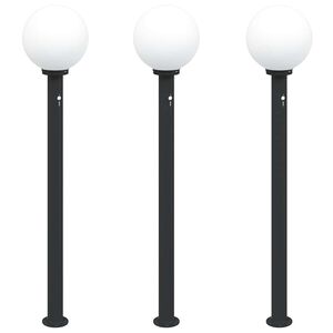 vidaXL Lampioni a paletto con sensore 3 pz 120 cm neri IP44