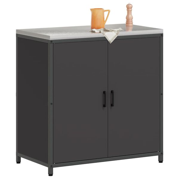 vidaXL Stoccaggio in cucina con porta Nero 60 x 50 x 92 cm Acciaio