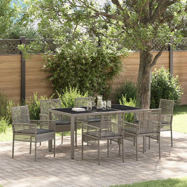 vidaXL Set da Pranzo per Giardino 7 pcs Grigio polyrattan
