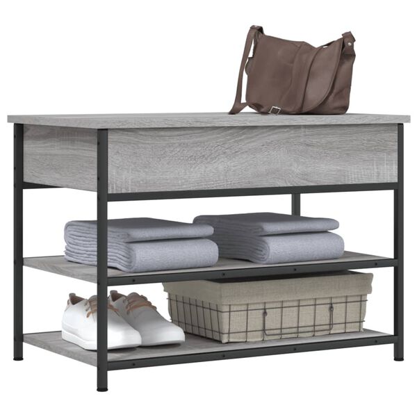 vidaXL Panca Porta Scarpe Grigio Sonoma 70x42,5x50cm Legno Multistrato
