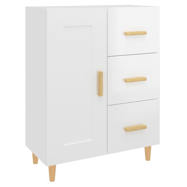 vidaXL Credenza 69,5x34x90 cm in Legno Multistrato Bianco Lucido