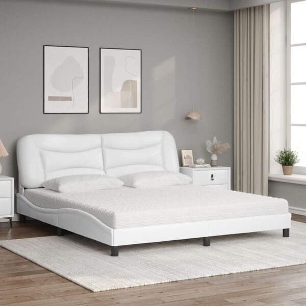 vidaXL Letto con Materasso Hvar Bianco 180x200 cm in Similpelle