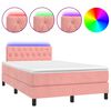 vidaXL Letto a Molle con Materasso e LED Rosa 120x190 cm in Velluto