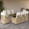 vidaXL Set da Pranzo da Giardino 9 pz con Cuscini Beige in Polyrattan