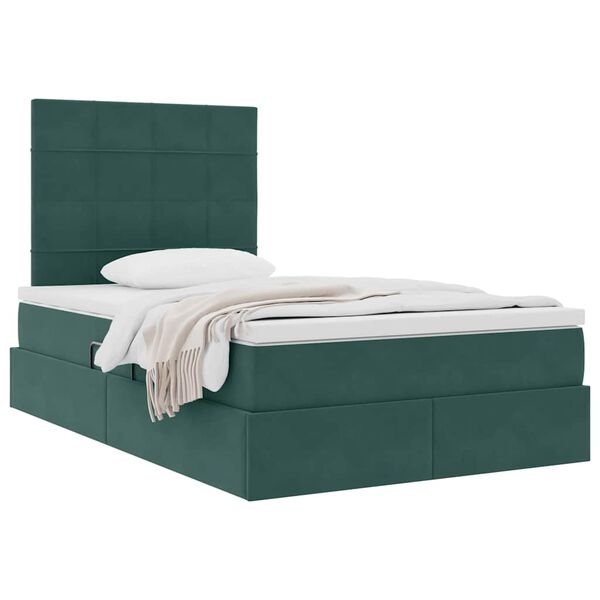 vidaXL Letto con contenitore e LED Verde Scuro 120 x 200 cm Velluto