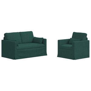 vidaXL Divano 2 pcs Verde Scuro