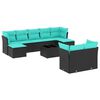vidaXL Set Divani da Giardino 10 pz con Cuscini Nero in Polyrattan