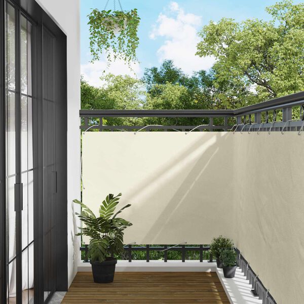 vidaXL Schermo da balcone Crema 110 x 600 cm Tessuto Oxford