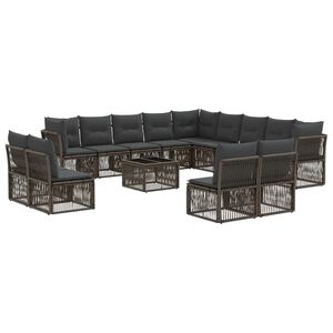 vidaXL Set Divano da Giardino 14 pz Grigio polyrattan