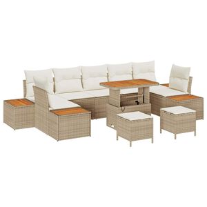 vidaXL Set Divano da Giardino con cuscino 10 pcs Beige Poly Rattan