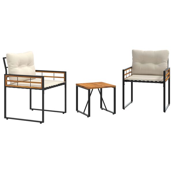 vidaXL Set di Mobili da Esterno con cuscino 3 pcs Crema