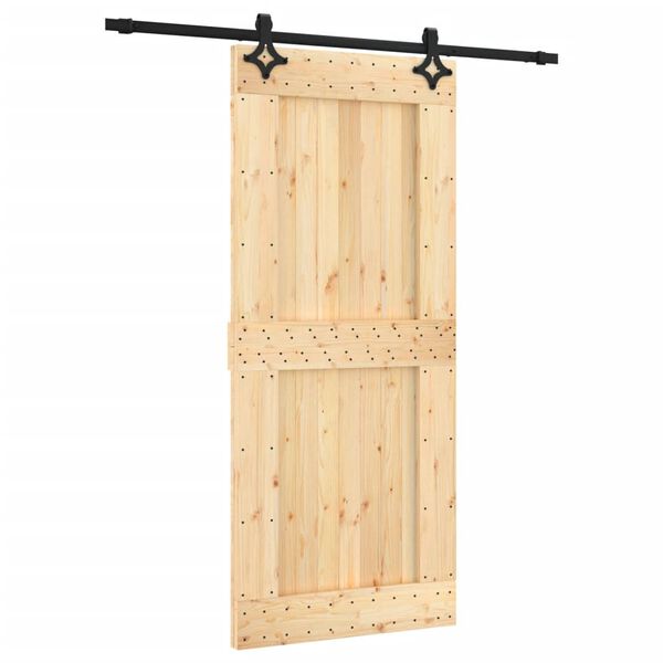 vidaXL Porta Scorrevole con Set Hardware 90x210 cm Legno Massello Pino