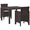 vidaXL Set da Pranzo per Giardino 3 pcs Marrone Polipropilene