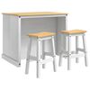 vidaXL Set isola da cucina 3 pz Bianco e Cera di Miele Pino Massello