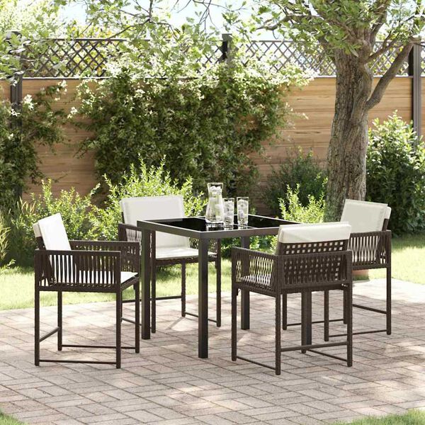 vidaXL Set da Pranzo per Giardino 5 pcs Marrone polyrattan