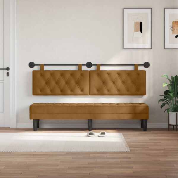 vidaXL Testata appesa Marrone 170 x 55 x 7 cm Velluto