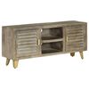 vidaXL Mobile TV Legno Massello di Mango Grigio e Ottone 110x30x48cm
