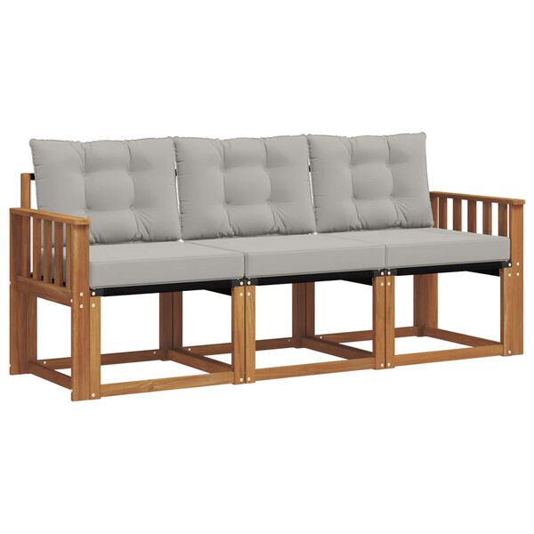 vidaXL Set di divani da esterno 3 pcs Grigio Naturale e Chiaro