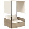 vidaXL Lettino Prendisole con Tetto e Tende Beige in Polyrattan