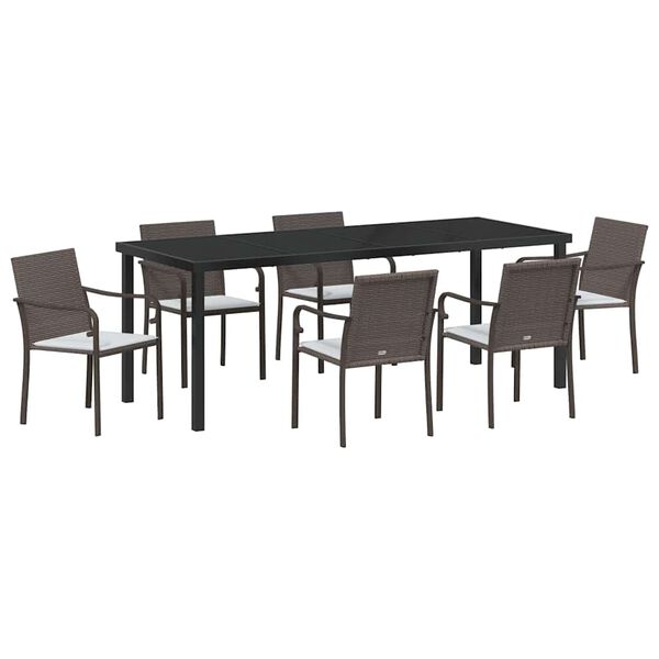 vidaXL Set da Pranzo per Giardino 7 pcs Marrone e Nero Rattan in PE