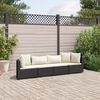 vidaXL Set Divani da Giardino 4 pz con Cuscini Nero in Polyrattan