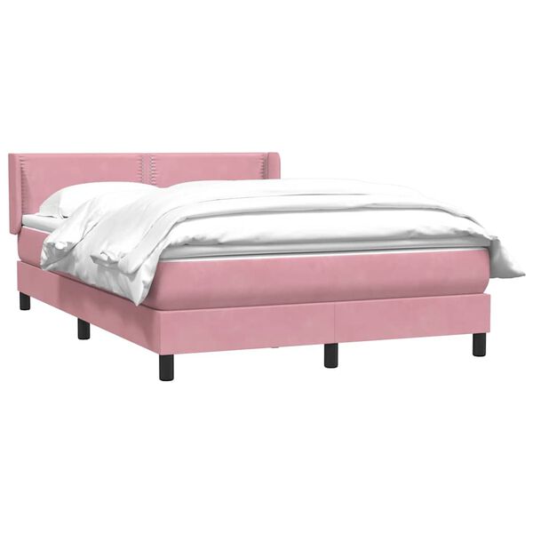 vidaXL Giroletto a Molle con Materasso Rosa 160x210 cm in Velluto