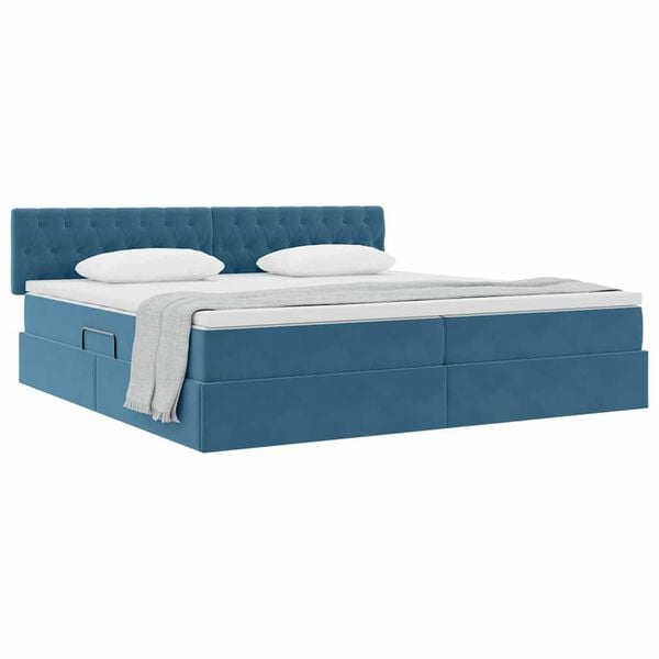 vidaXL Letto con Contenitore Blu Scuro 200 x 200 cm Velluto