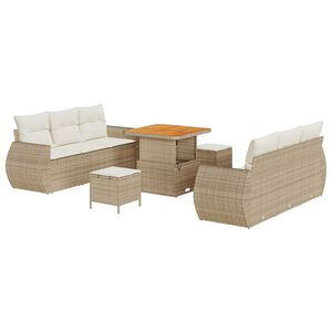 vidaXL Set Divano da Giardino 9 pcs Beige e Crema polyrattan