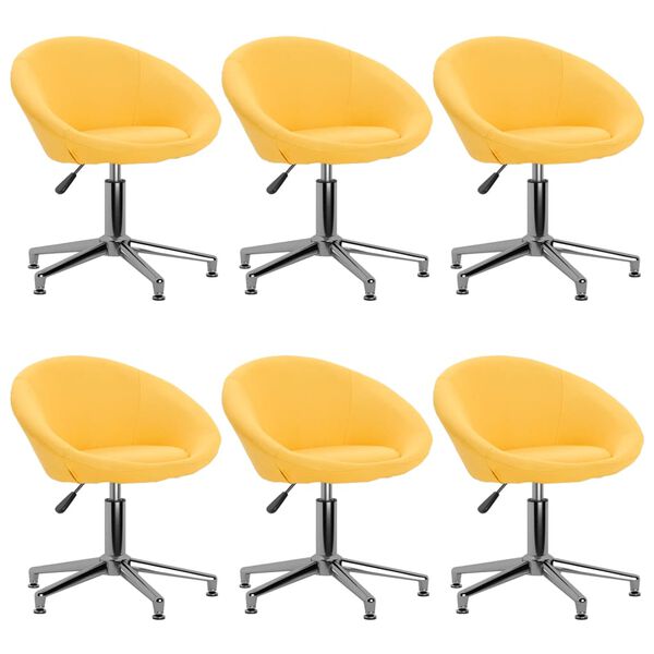 vidaXL Sedie da Pranzo Girevoli 6 pz Gialle in Tessuto