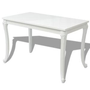 vidaXL Tavolo da Pranzo 116x66x76 cm Bianco Lucido