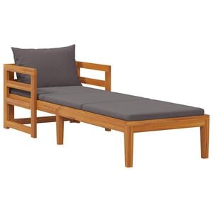 vidaXL Lettino Prendisole con Cuscini Grigio Scuro in Massello Acacia