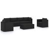 vidaXL Set Divani da Giardino 7 pz con Cuscini in Polyrattan Nero