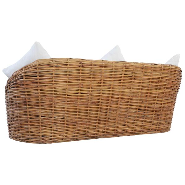 vidaXL Divano a 3 Posti con Cuscini in Rattan Naturale